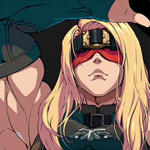 A fusion of guilty gear characters bridget and nekoarc in action